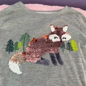 Flipping glitter fox shirt kids